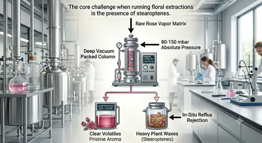 Industrial Floral Materials Essential Oil Purification Platform with Packed Fractionating Column