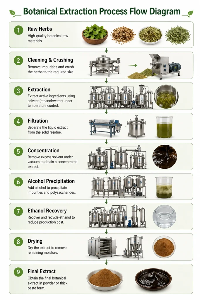 Botanical Extraction Process Flow Diagram