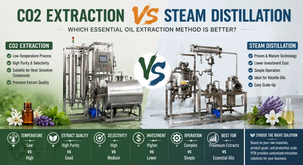 CO2 Extraction vs Steam Distillation: 7 Key Differences for Better Essential Oil Production